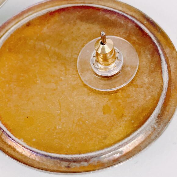 VTG 1980s Enamel Oversized Mint Green Abstract Earrings Scandinavian Influence? - Picture 12 of 12